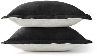 Ravindra Textiles Chenille Cushions Cover(Pack of 2, 16 cm*16 cm, Black)