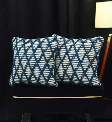 MY HOME Cotton Cushions Cover(Pack of 2, 40 cm*40 cm, Dark Blue)