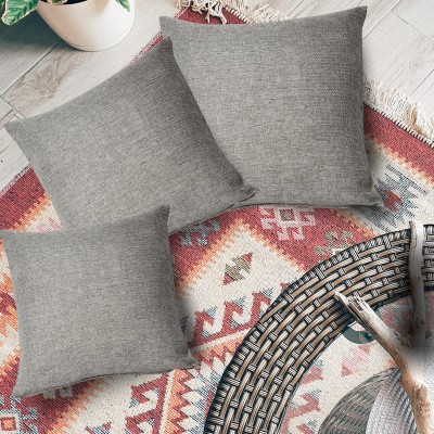 Faburaa Plain Cushions & Pillows Cover(Pack of 3, 40 cm*40 cm, Grey)