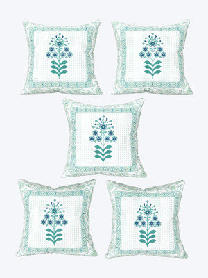 QAYMA Cotton Cushions Cover(Pack of 5, 40 cm*40 cm, Green)