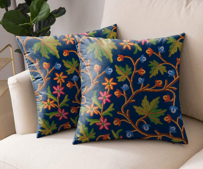 Casableu Polyester Cushions Cover(40.6 cm*40.6 cm, Pack of 2, Blue)