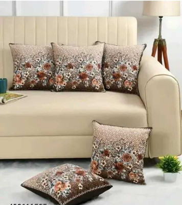 Newlife Creations Velvet Cushions Cover(40 cm*40 cm, Pack of 5, Brown)