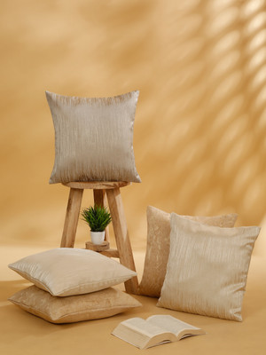 ROSARA HOME Polyester Cushions Cover(Pack of 5, 40 cm*40 cm, Brown, Beige, Grey)