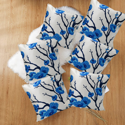 Hims Polyester Cushions Cover(55 cm*55 cm, Pack of 6, Blue)