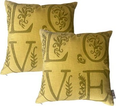 RG CREATIONS Embroidered Cushions Cover(Pack of 2, 45.72 cm*45.72 cm, Yellow)