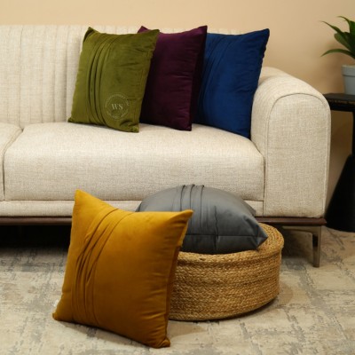 Wooden Street Velvet Cushions & Pillows Cover(Pack of 5, 40.6 cm*40.6 cm, Multicolor)