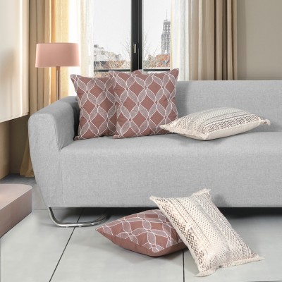 ODE & CLEO Self Design Cushions & Pillows Cover(Pack of 5, 35 cm*50 cm, Beige)