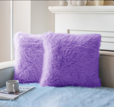 PICKKART Fur Pillows Cover(Pack of 2, 40 cm*40 cm, Lavender)