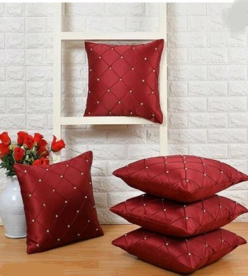 harpreet Dupion Silk Cushions & Pillows Cover(Pack of 5, 40 cm*40 cm, Maroon)