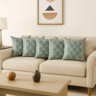KRISSTA Cotton Cushions & Pillows Cover(Pack of 5, 40 cm*40 cm, Light Green)