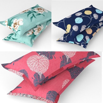 VAS COLLECTIONS Cotton Pillows Cover(Pack of 6, 50 cm*76 cm, Dark Blue, Pink, Grey)