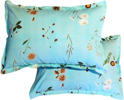 SUBHO Cotton Pillows Cover(Pack of 2, 46 cm*64 cm, Blue)