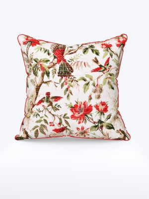 Adelia Floral Cushions Cover(Pack of 3, 40 cm*40 cm, Red, White)