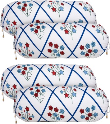 KUBER INDUSTRIES Cotton Bolsters Cover(Pack of 4, 80 cm*40 cm, White, Blue)