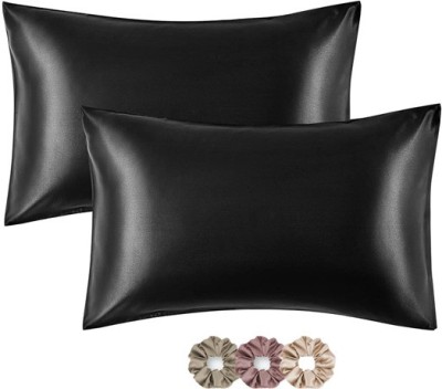 ARMOXA Self Design Pillows Cover(Pack of 2, 45 cm*72 cm, Black)