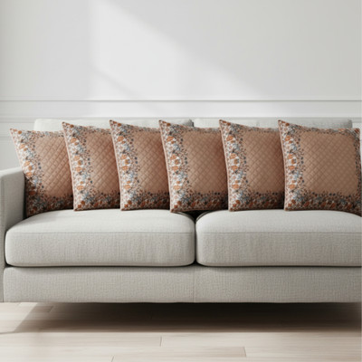 VICTORY WEAVES Polycotton Cushions Cover(40 cm*40 cm, Pack of 5, Beige)