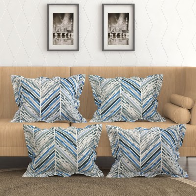 Fashancy Printed Pillows Cover(Pack of 4, 46 cm*72 cm, Blue)