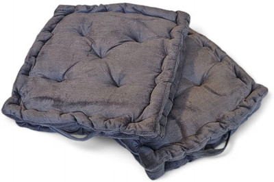MonarchHomeArt Cotton Chair Pad Pack of 2 Solid(Grey)