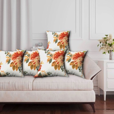 Texstylers Cotton Cushions Cover(Pack of 5, 50 cm*50 cm, Orange)