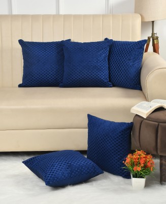 la' amour Checkered Cushions Cover(Pack of 5, 40.6 cm*40.6 cm, Blue)