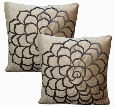 Dekor World Floral Cushions & Pillows Cover(Pack of 2, 40 cm*40 cm, Beige)