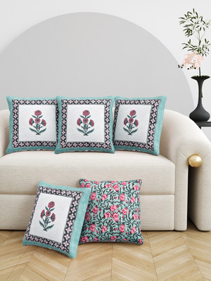 Blocks Of India Cotton Cushions Cover(40 cm*40 cm, Pack of 5, Multicolor)