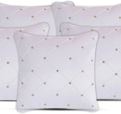 NOOR SHINE Satin Cushions & Pillows Cover(40 cm*40 cm, Pack of 5, White)