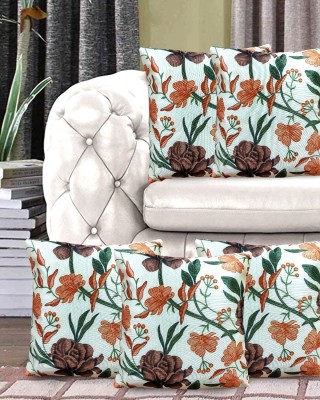 Comfort House Floral Cushions Cover(Pack of 5, 31 cm*31 cm, Brown)