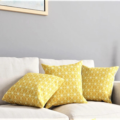 Urban Space Cotton Cushions Cover(40.64 cm*40.64 cm, Pack of 5, Yellow)