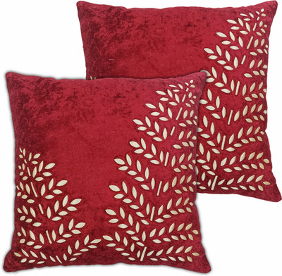 NOOR SHINE Velvet Cushions & Pillows Cover(40 cm*40 cm, Pack of 5, Red)