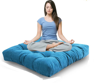 Slatters Be Royal Store Microfibre Solid Floor Cushion Pack of 1(Blue)