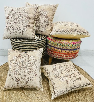 WEAVERLY Floral Cushions & Pillows Cover(Pack of 5, 40 cm*40 cm, Cream)