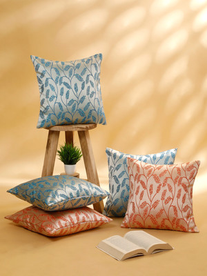 ROSARA HOME Polyester Cushions Cover(Pack of 5, 40 cm*40 cm, Blue, Orange)