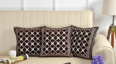 Freshfromloom Velvet Cushions & Pillows Cover(Pack of 3, 60.96 cm*60.96 cm, Brown)