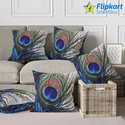Flipkart SmartBuy Polyester Cushions Cover(40 cm*40 cm, Pack of 5, Blue, Green)