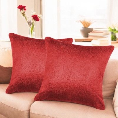 Rathoretex Velvet Cushions Cover(40.64 cm*40.64 cm, Pack of 2, Red)