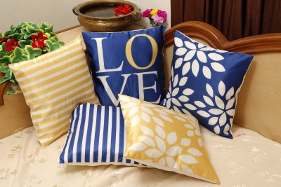 KISAN PRINTS Satin Cushions Cover(Pack of 5, 60 cm*60 cm, Blue)