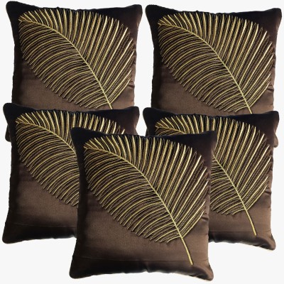 Decorline Satin Cushions & Pillows Cover(Pack of 5, 40 cm*40 cm, Brown)