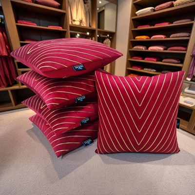 Zikrak Velvet Cushions & Pillows Cover(40 cm*40 cm, Pack of 5, Maroon)