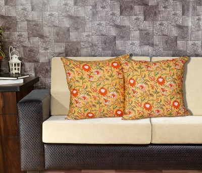 Texstylers Floral Cushions Cover(Pack of 2, 40.64 cm*40.64 cm, Orange)