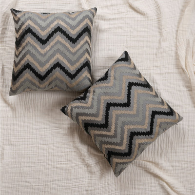 FINGERCRAFT Polyester Cushions Cover(40 cm*40 cm, Pack of 2, Grey)