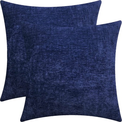 Lushomes Plain Cushions & Pillows Cover(Pack of 2, 45 cm*45 cm, Dark Blue)