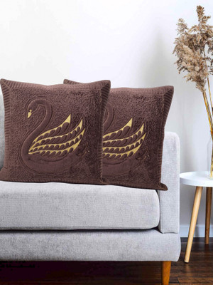 Vinayaka Fab Velvet Cushions Cover(40 cm*40 cm, Pack of 2, Brown)