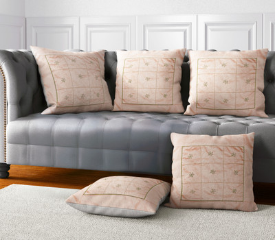 LoomJungle Cotton Cushions Cover(40 cm*40 cm, Pack of 5, Pink)