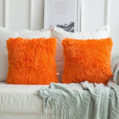 Cozyert Self Design Cushions & Pillows Cover(Pack of 2, 40 cm*40 cm, Orange)