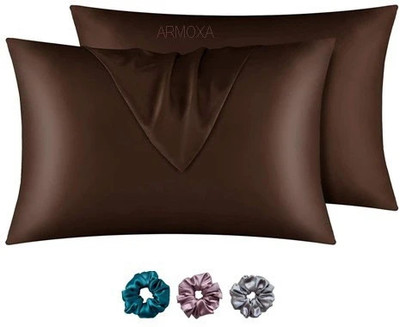 ARMOXA Satin Pillows Cover(18 cm*28 cm, Pack of 2, Brown)