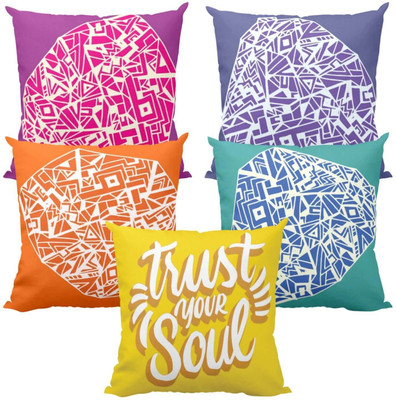 TheYaYaCafe Cotton Cushions Cover(40 cm*40 cm, Pack of 5, Multicolor)