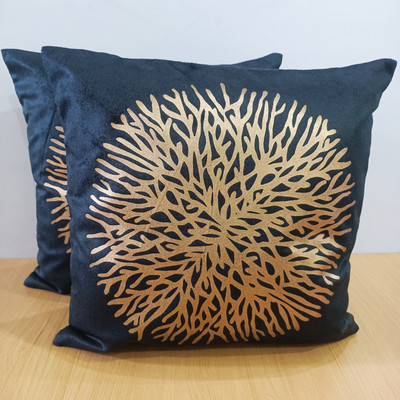Decorline Velvet Cushions & Pillows Cover(Pack of 2, 40 cm*40 cm, Black)