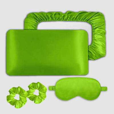 Avirons Silk Pillows Cover(46 cm*72 cm, Pack of 2, Green)