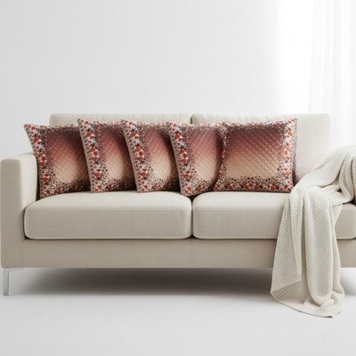 VICTORY WEAVES Polycotton Cushions Cover(40 cm*40 cm, Pack of 5, Brown)